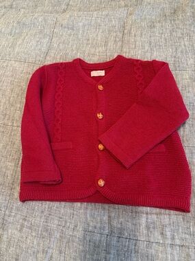 La Coqueta Red Knit Wool Cardigan 2T
